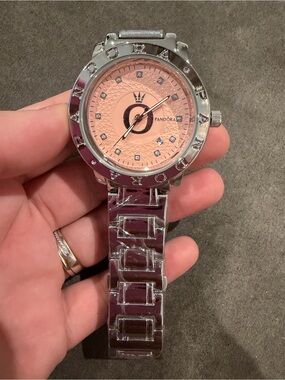 New Pandora Women's Silver Watch with Pink Dial